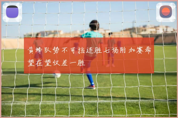 黄蜂队势不可挡连胜七场附加赛希望在望仅差一胜